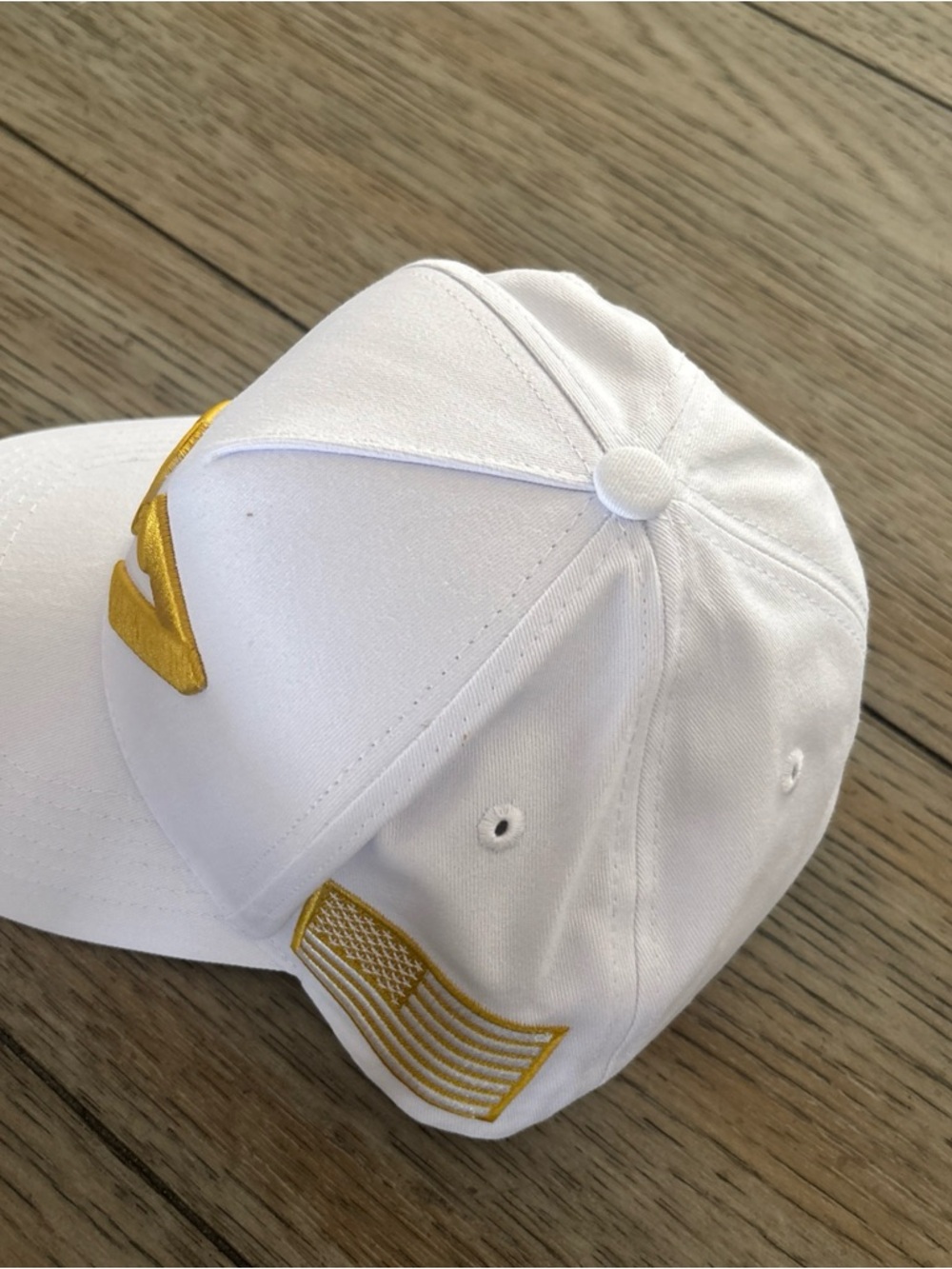 White TPUSA Cap Gold '47' And Gold Embroidered American Flag. NEW - Picture 8 of 11